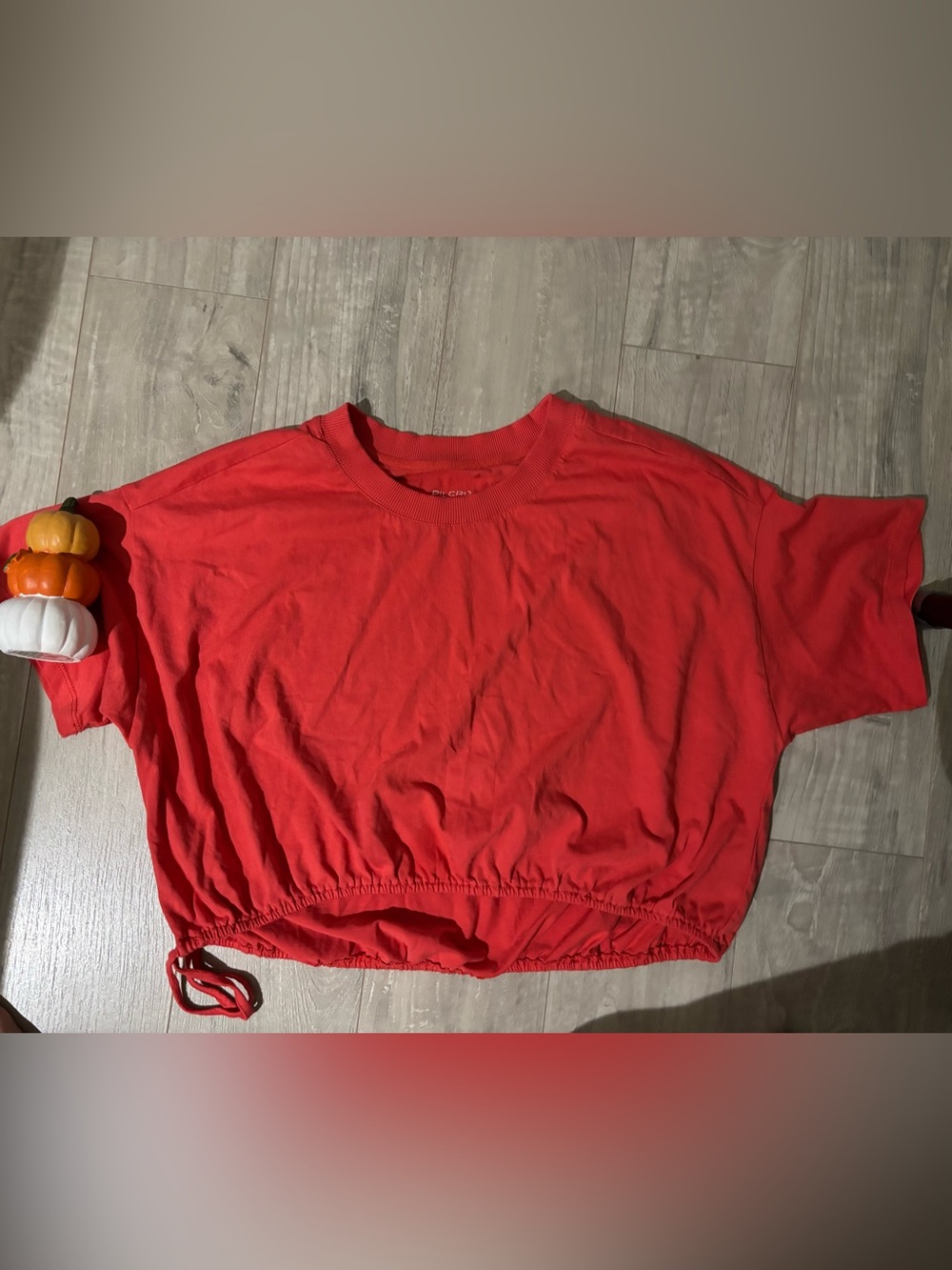 Pilcro Red Cropped Drawstring-Hem Hi-Low Hem Oversized T-Shirt MD